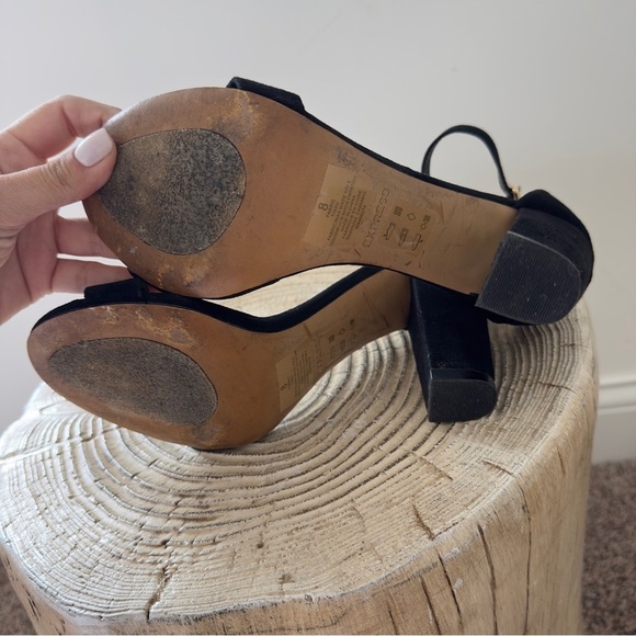 Express Black Suede Block Women's Heel Sandals Size 8 - Picture 10 of 12